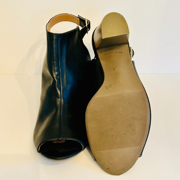 Old Navy Sling Back Peep Toe Stacked Heel Bootie in Black Size 10 - Picture 8 of 8